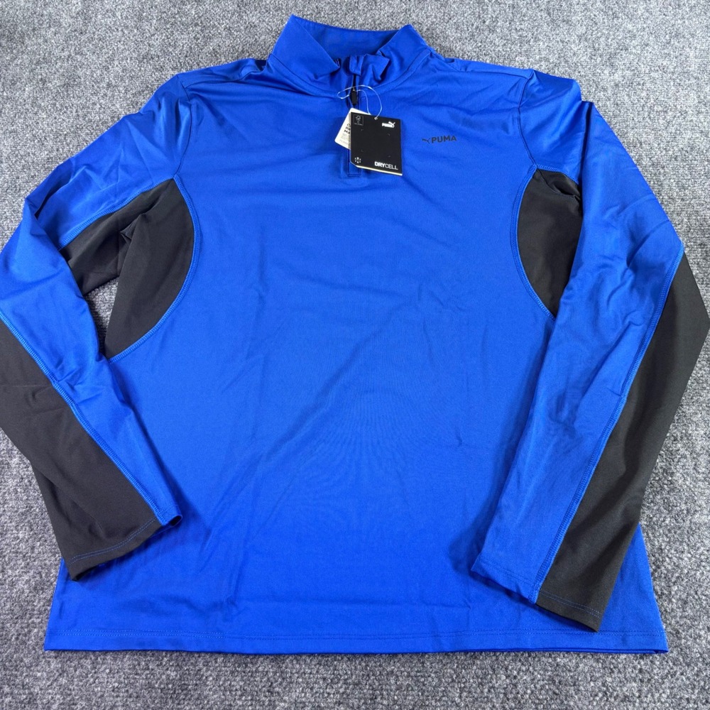Puma Quarter Zip Pullover Mens Size M Blue DryCell Training Top NWT 524940-92